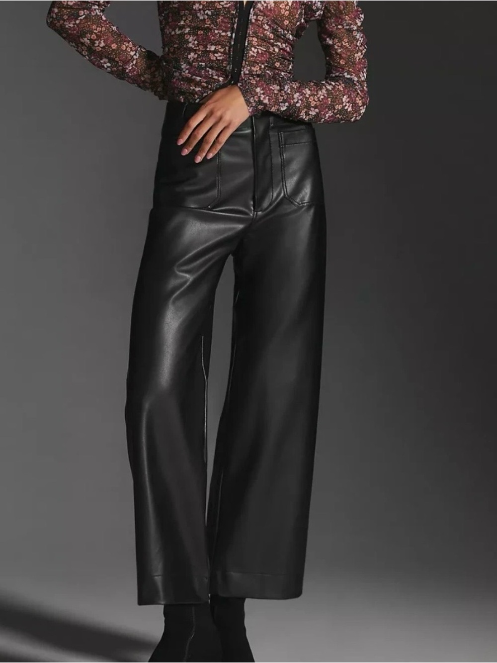 Anthropologie Maeve Colette Wide Leg Faux Leather Pants